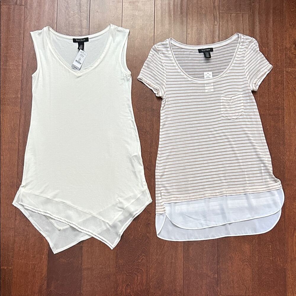White House Black Market Asymmetrical and Striped Tops, Size XXS, NWT